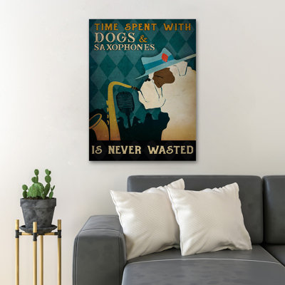 «A Dog Plays Saxophone» - impression sur toile tendue