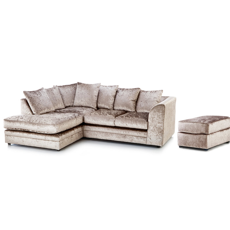 Romelia 2 Piece Velvet Standard Living Room Set, Left Hand, Mink