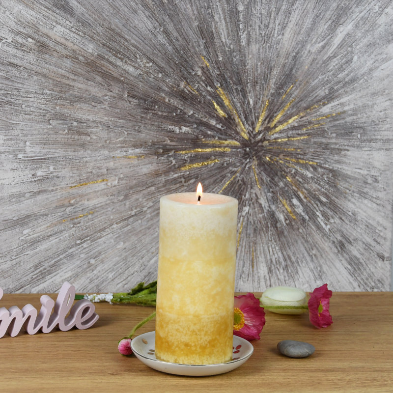 French Country Vanilla Scented Pillar Candle, 6"H x 3" W x 3" D, 1