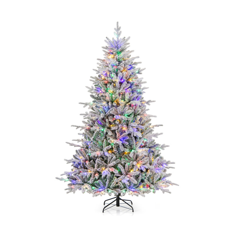 7 pi Arbre de Noël floqué avec lumière colorée, 7'