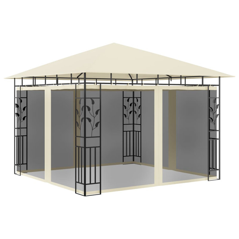 Mricle 118" x 118" Steel Patio Gazebo, Cream