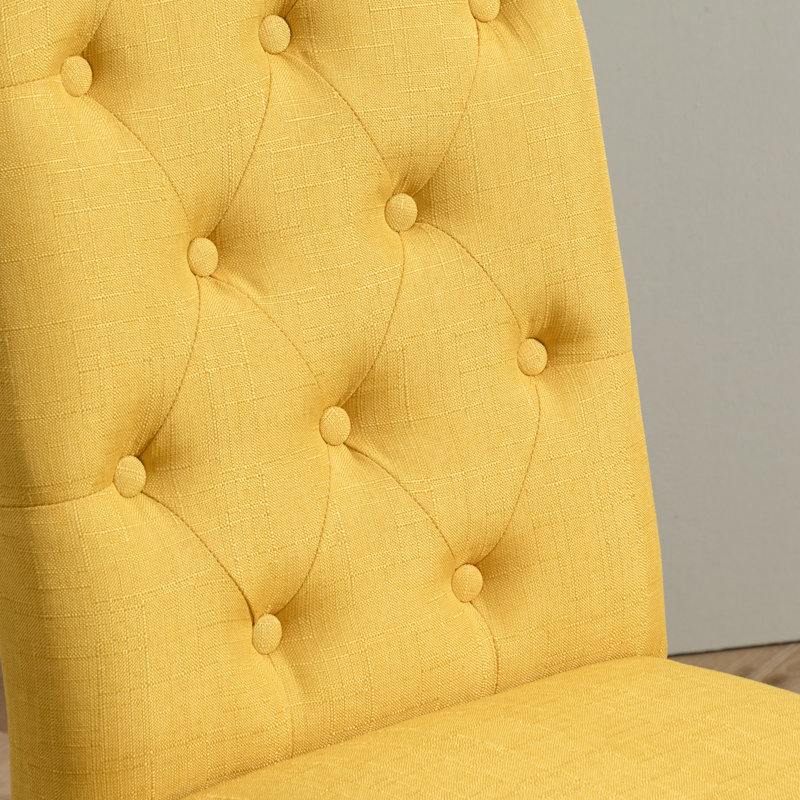 August Grove® Coit 5-Piece Dining Set, Cross-Buck Round Table With 4 Tufted Chairs, Yellow