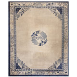Antique Peking Chinese Medallion Beige 1890s Rug