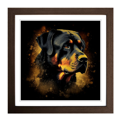 Rottweiler Grunge - Single Picture Frame Print on Wood