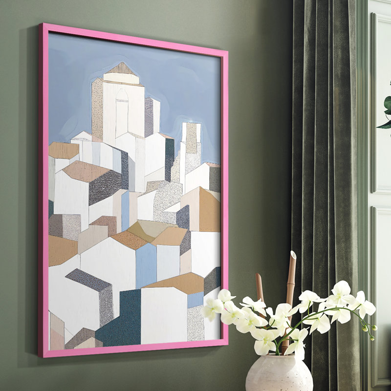 «Abstract XXXII», reproduction encadrée - prête à être accrochée - fabriquée aux États-Unis, H 20 po x l 16 po, Rose