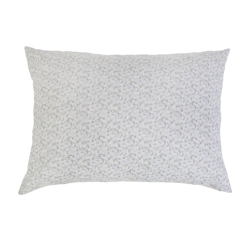 June Floral Gray Cotton Reversible Pillow with Insert