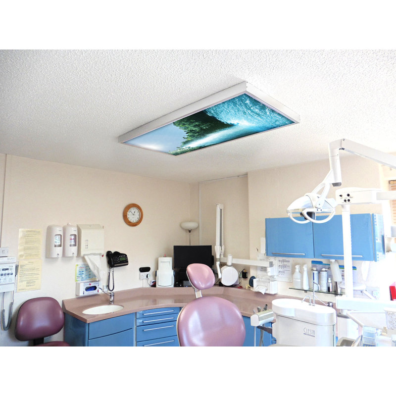Waterfall Classroom Fluorescent Light Covers for Ceiling Lights - For 2x4 Fixture - by Octo Lights
