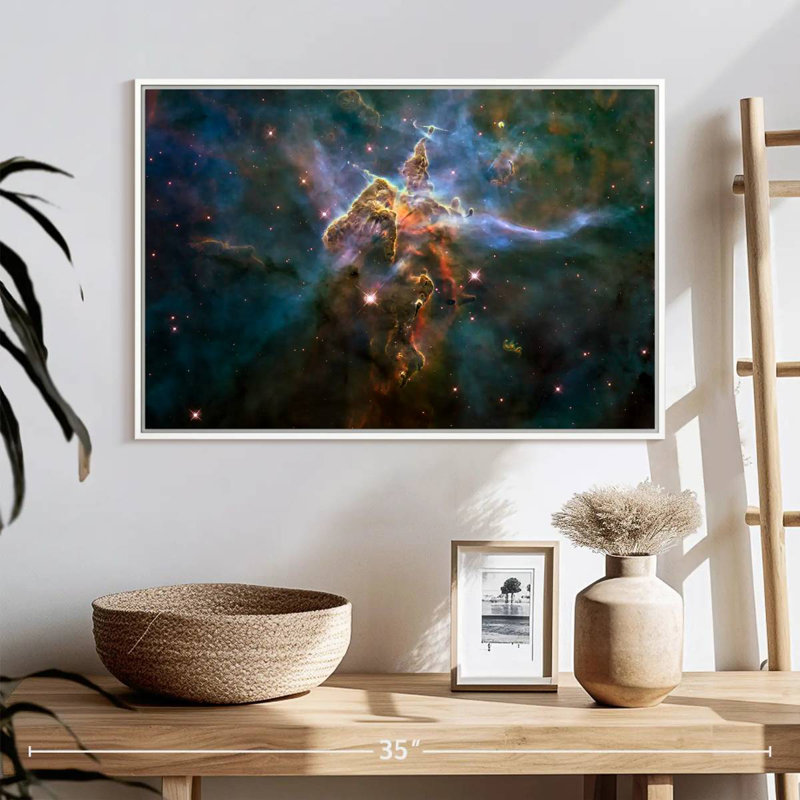 Carina Nebula Mystic Mountain, Cadre flottant blanc, 25 po x 17 po