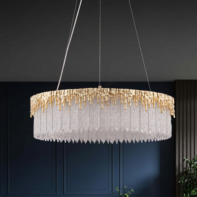 Luminaire suspendu 23,6 "/ 40" moderne en cristal doré
