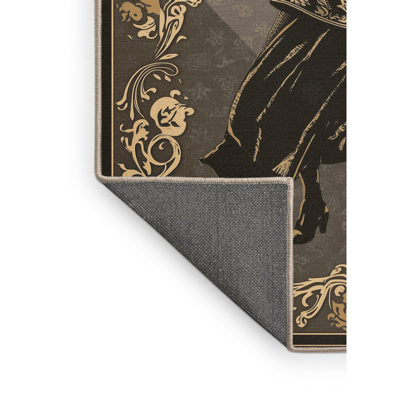Soft Plush Mondale Shakespearean Actor Traditional Vintage Look Area Rug in Gray – Beige Binding, 5x8