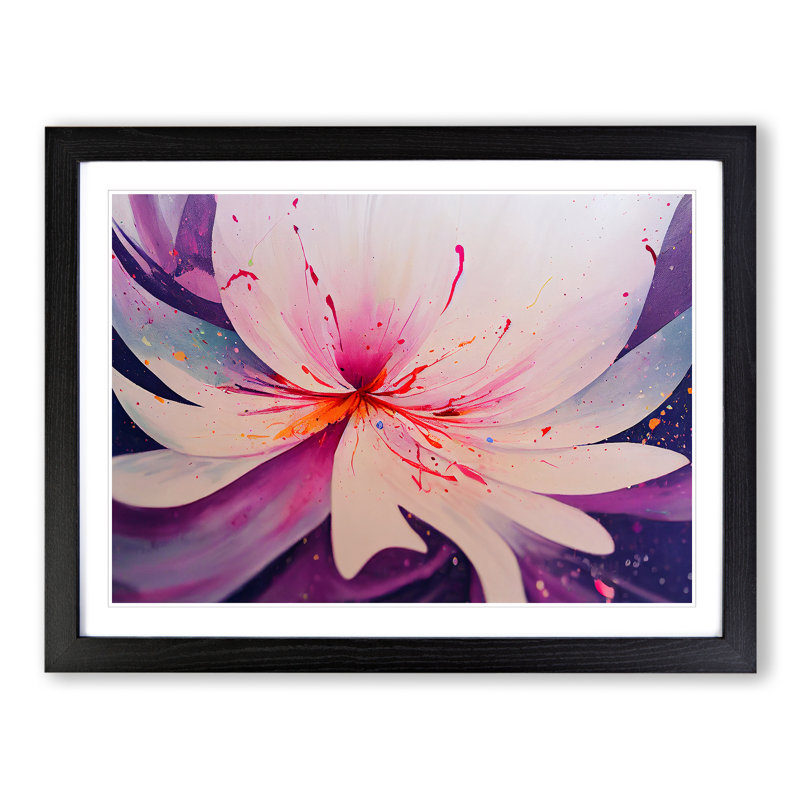 Carnation Flower Splash Vol.3 Abstract 1 Piece Single Picture Frame Wall Art, 46cm H x 64cm W x 2cm D, Black Framed