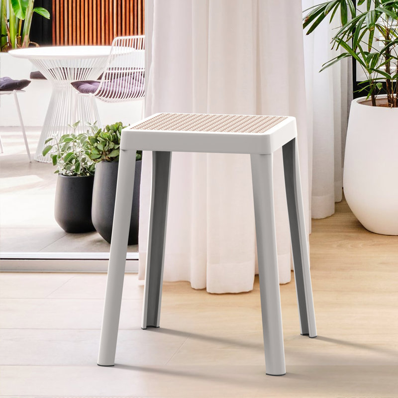 Tabouret carré en plastique empilable Dantoni, Blanc