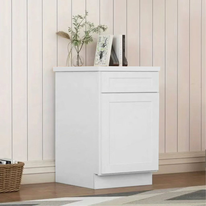 Armoire de base Shaker en bois massif à porte simple, pour la cuisine, la buanderie et la salle de bain Tablettes réglables prêtes à assembler (l 9 po x H 34,5 po x P 24 po)