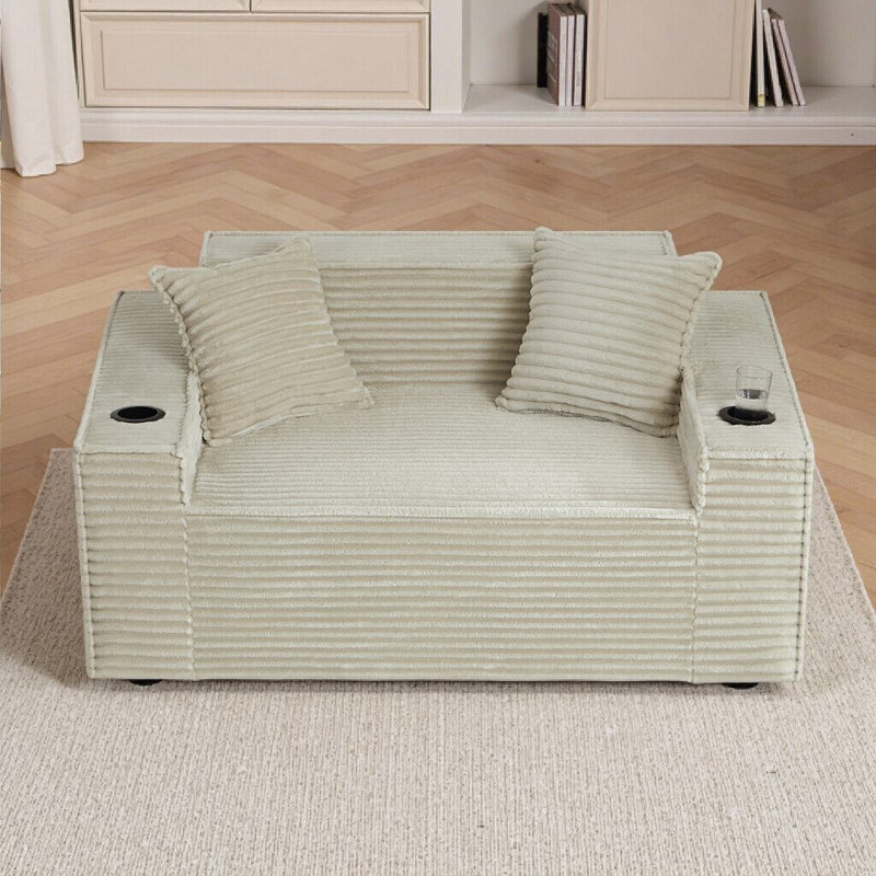 Canapé compact à 2 places sans assemblage avec confort moelleux pour les petits espaces, Camel, 2
