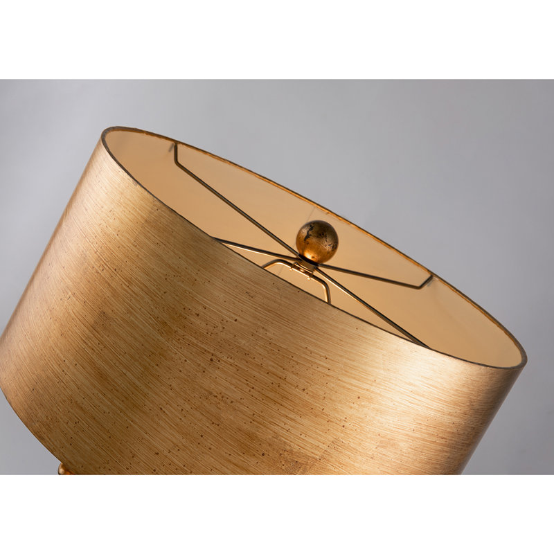 Lampe de table Harrisonburg en or et argent vieilli avec grand abat-jour tambour, Doré
