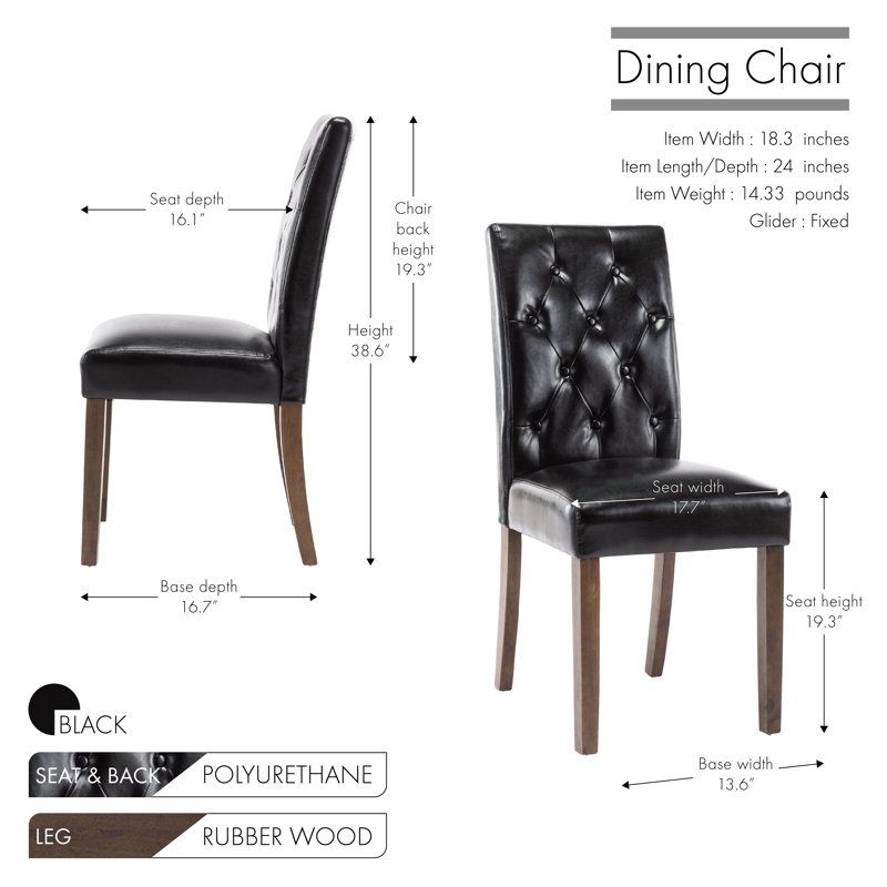 Chaise d'appoint rembourrée et capitonnée, Noir