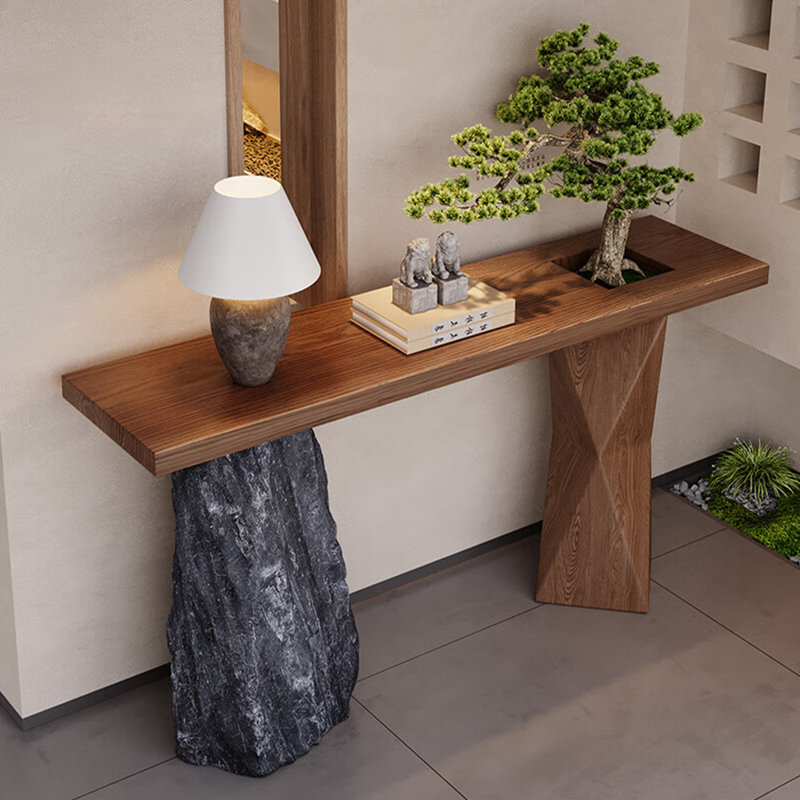 Nouvelle console en bois massif de style chinois., H 31,5 po x l 62,9 po x P 13,7 po