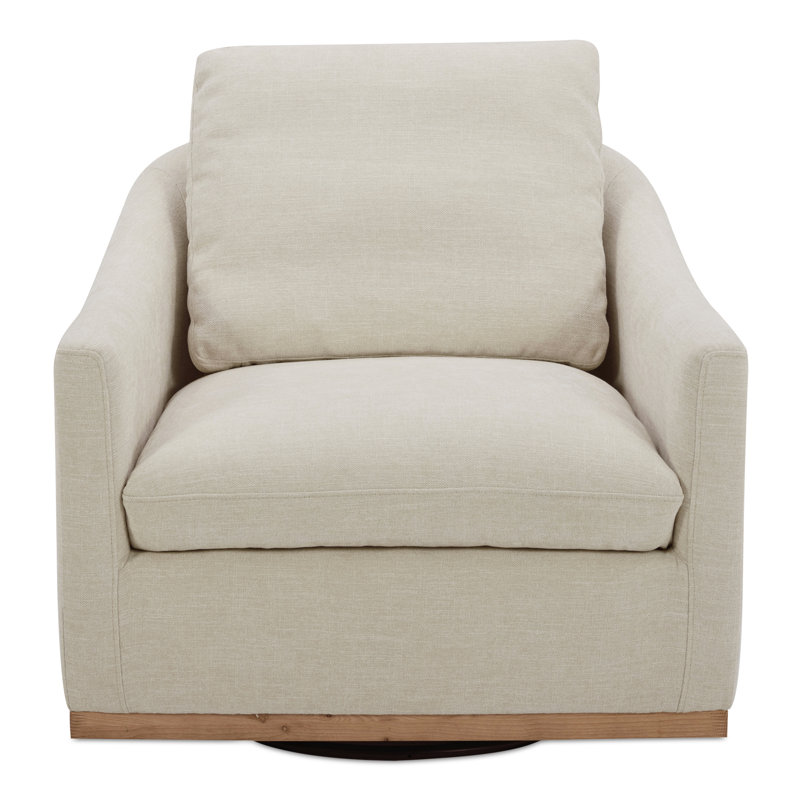 Upholstered Swivel Armchair, Beige 100% Polyester