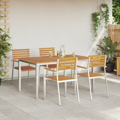 4 - Person Solid Wood Patio Dining Set