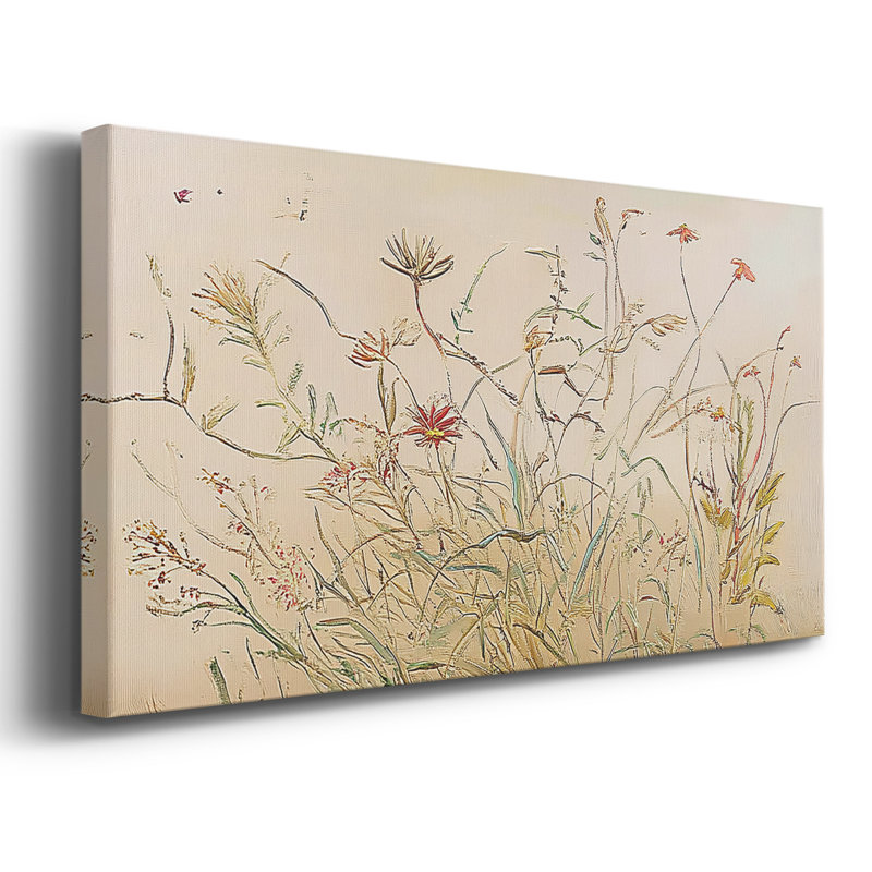 Botanical Series-CECII- Toile tendue avec châssis tendue, prête à être accrochée, H 21 po x l 41 po, Doré