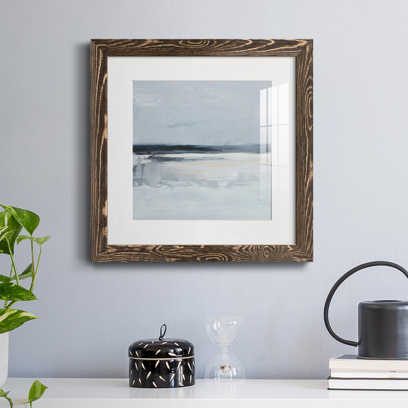 Impression encadrée Inky Coastline I-Premium - prête à être accrochée, H 31,5 po x l 31,5 po x P 1 po, Cadre noyer