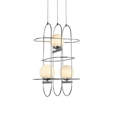 Lyra 16-in Integrated LED Height Adjustable ETL Certified Wire Frame Chandelier with Glass Shades