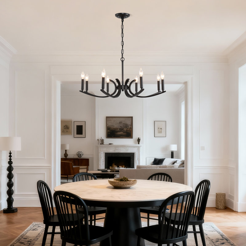 Lustre de ferme réglable à 8 lumières pour plafonds hauts