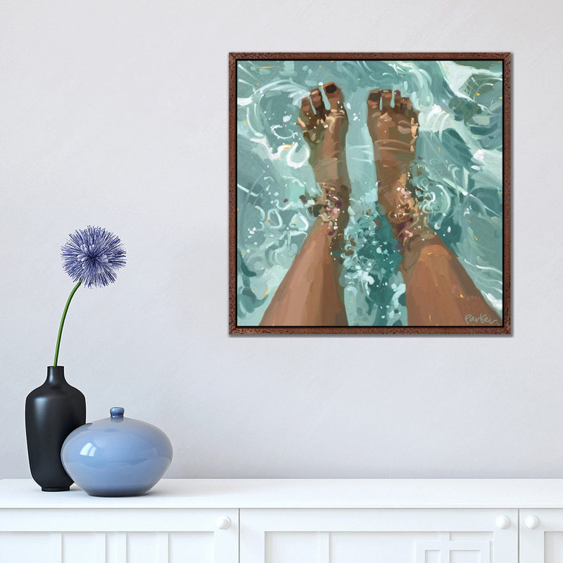 Pool Day by Teddi Parker - Print on Canvas, Classic Brown Wood Framed, 45.72 cm H x 45.72 cm W