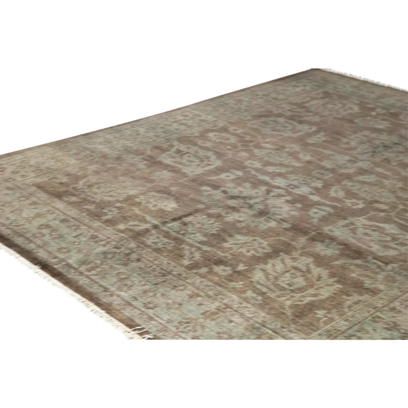 High-Quality Hand-Knotted Brown And Light Blue Area Rug