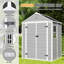 Remise de rangement en résine 6 * 5Ft, outils de jardin en plastique à l'extérieur des remises, matériau de haute qualité en PP, structure solide, imperméable, résistante à la rouille et aux rayons UV, grand espace de rangement, panneau de PP épais de 12 mm, éclairage de fenêtre HD