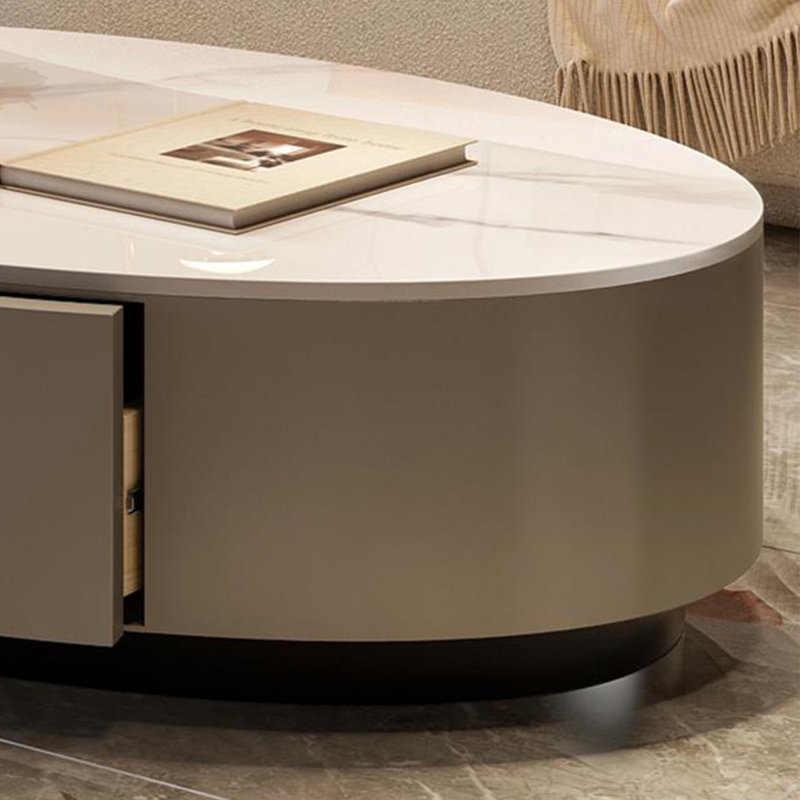Table basse ovale légère et luxueuse, H 13,8 po x L 51,2 po x l 23,6 po, Blanc