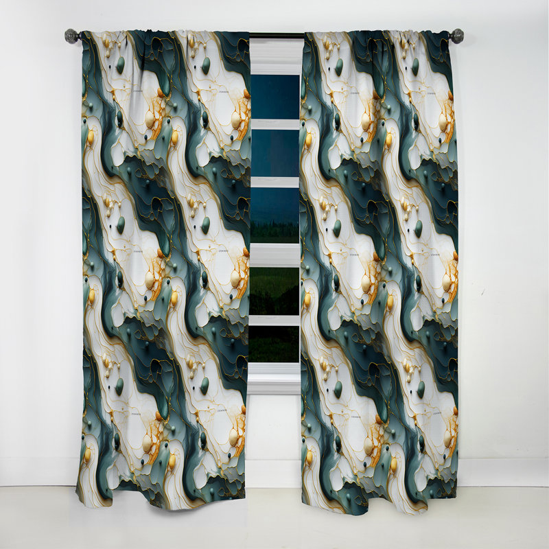 Urban Retreat Marble Motif I - Rideau de marbre abstrait - Rideau de marbre occultant - 1 panneaux, L 52 po x L 108 po