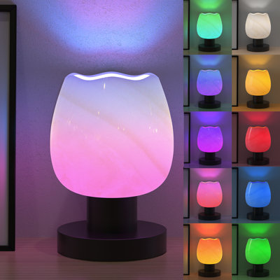 MAGCHARM Halo Mushroom Lamp, 5W Cute Cordless Rechargeable Table Lamp With Glass Shade, 3 Color Temps LED Dimmable Ambient Lighting, Small Retro Touch Bedside Light For Bedroom Decor, Mustard Yellow