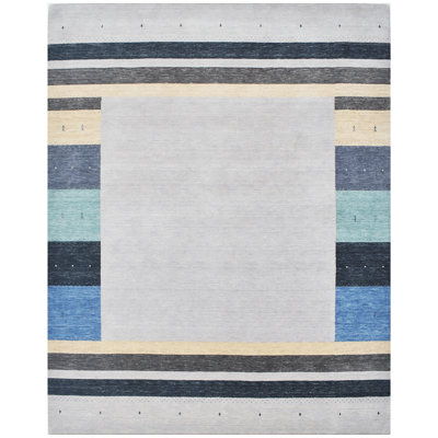 Wool Area Rug in Blue/Gray/White