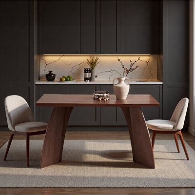 Dark brown rectangular household dining table
