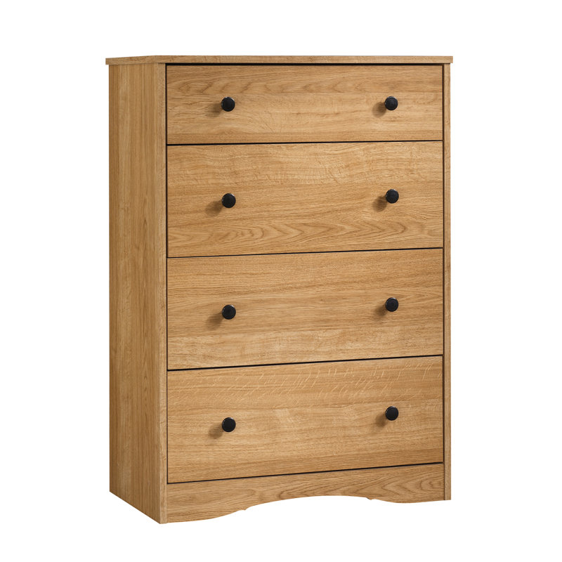Commode 4 tiroirs en bois brun avec tiroirs simples et sous le lit, brun