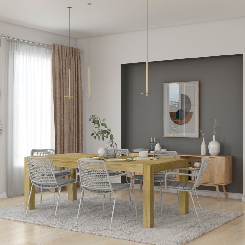 Alyisa 8 - Person Solid Wood Solid Wood Top Four Leg Dining Set, 7 Pieces: Table, 6 Chairs