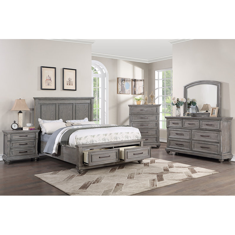 Sameul 5-pcs Bedroom Set, 5 Pcs: Bed, 2 Dressers, Nightstand, Mirror, King