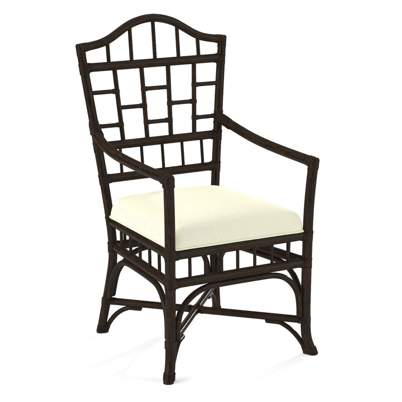 Chippendale Upholstered Arm Chair, Java, White Sugar Performance; 0863-91