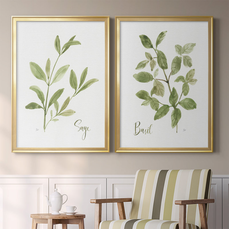 Toile encadrée Herb Sage Premium - prête à être accrochée, H 42,5 po x l 61 po x P 1,25 po, Or