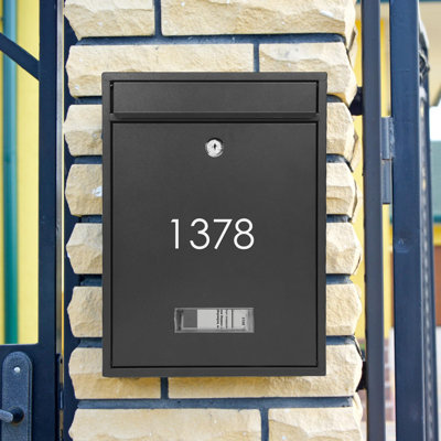 Mailboxes For Outside, Wall Mount Locking Mailbox, Security Mailbox With Lock Key And Three Sets 0-9 Mail Box Numbers, Large Capacity Steel Cover Meta
