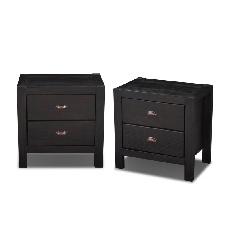 Montauk Two-Drawer Nightstand Set (2-Piece), Black