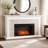 Coletta Freestanding Electric Fireplace with Faux Stone Mantel-638192924