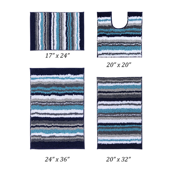 Griffie 100% Polyester Stripe Pattern Machine Washable Bathroom Rug Ebern Designs Color: Graphite, Size: 20 W x 32 L