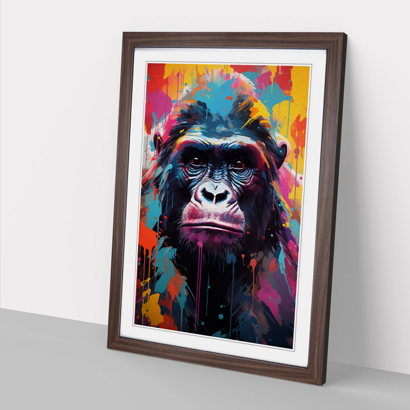 XYZ-FRM-V1223-3490 Gorilla Colour Field No.2 - Single Picture Frame Print on Wood