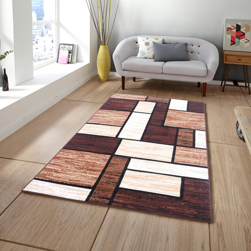 Woven Trends Modern Kawan Area Rug with Classic Geometric Design, Brown, Runner 2' x 8', Circles, Brown 