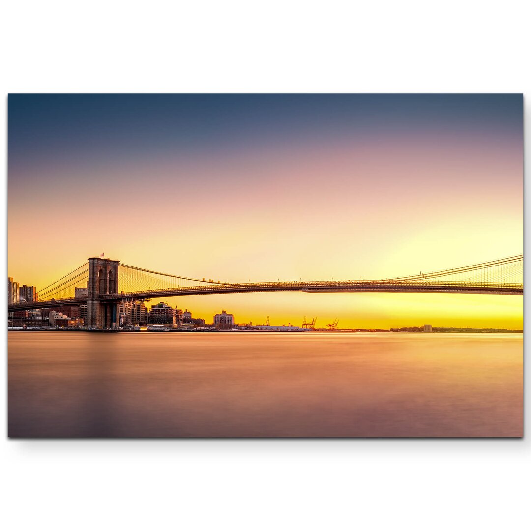 Leinwandbild Brooklyn Bridge bei Sonnenuntergang