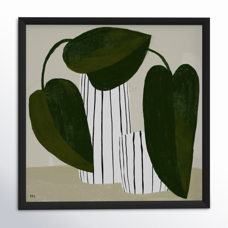 Striped Vases Painting by StudioM, Black Framed, 24" H x 24" W x 1.25" D