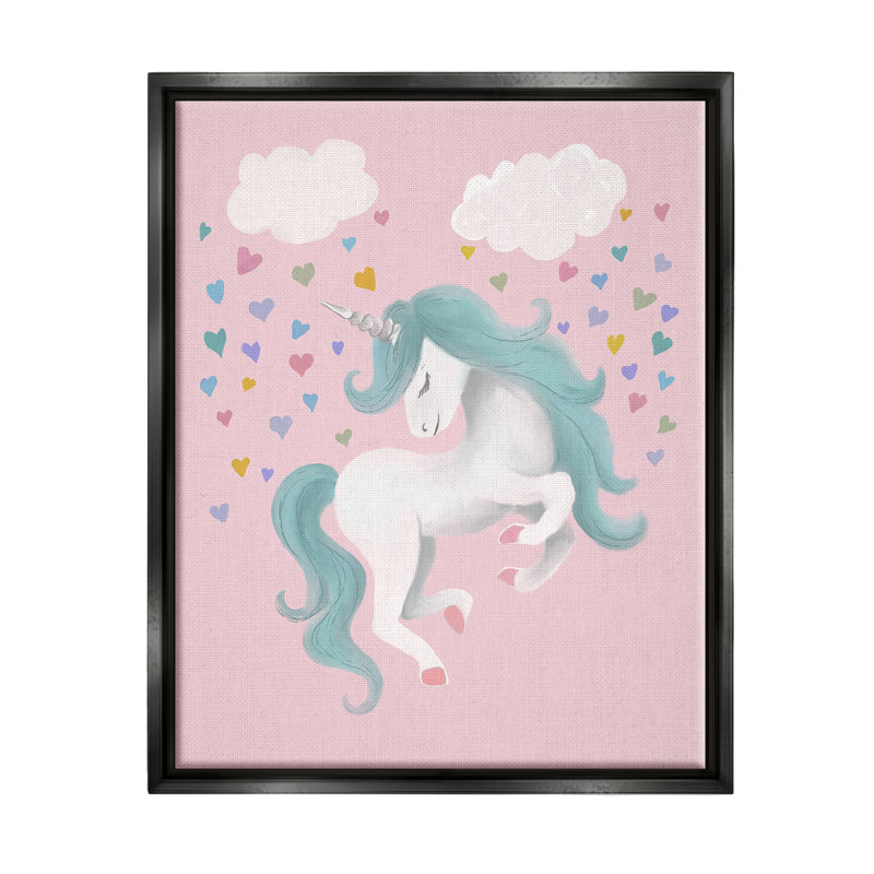 «Pink Pastel Unicorn Clouds» par Elizabeth Medley - impression, Cadre flottant noir de jais, H 21 po x l 17 po x P 1,7 po