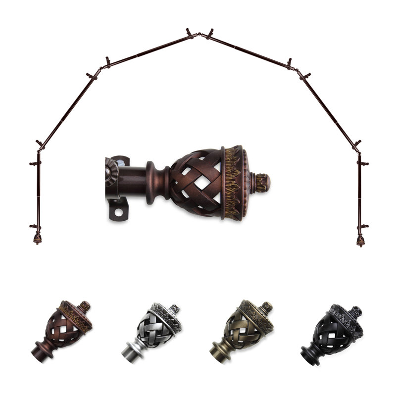 Tringle à rideaux simple réglable 28 "à 48" 0,81 "à baie vitrée, 18 po - 28 po (chaque côté), Cacao
